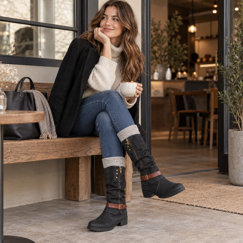 Botas de invierno aislantes de media caña — soporte para el arco, cremallera lateral y suela antideslizante