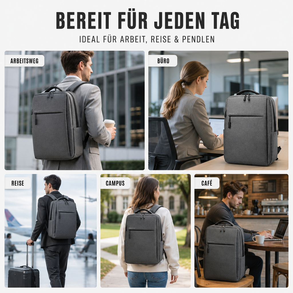 Mochila urbana resistente al agua con funda acolchada para portátil de 15.6 pulgadas