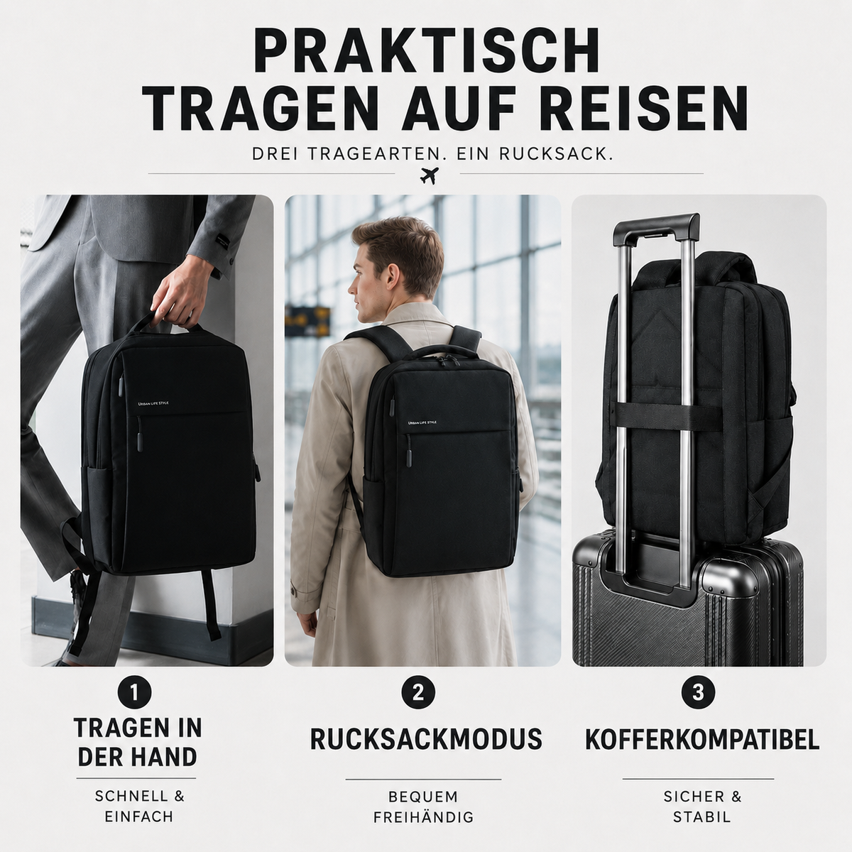 Mochila urbana resistente al agua con funda acolchada para portátil de 15.6 pulgadas