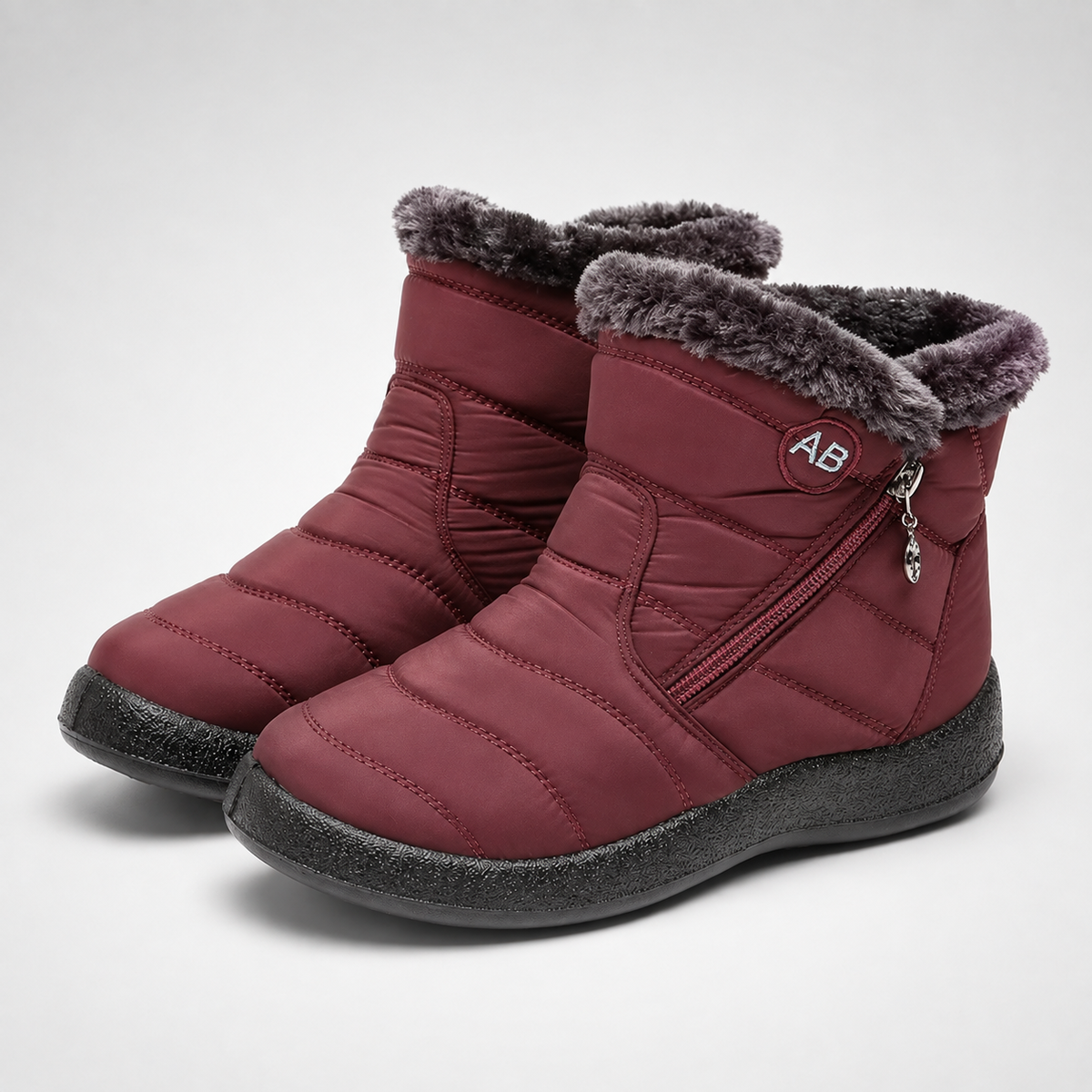 Botines impermeables con aislamiento para mujer — cremallera lateral, suela antideslizante
