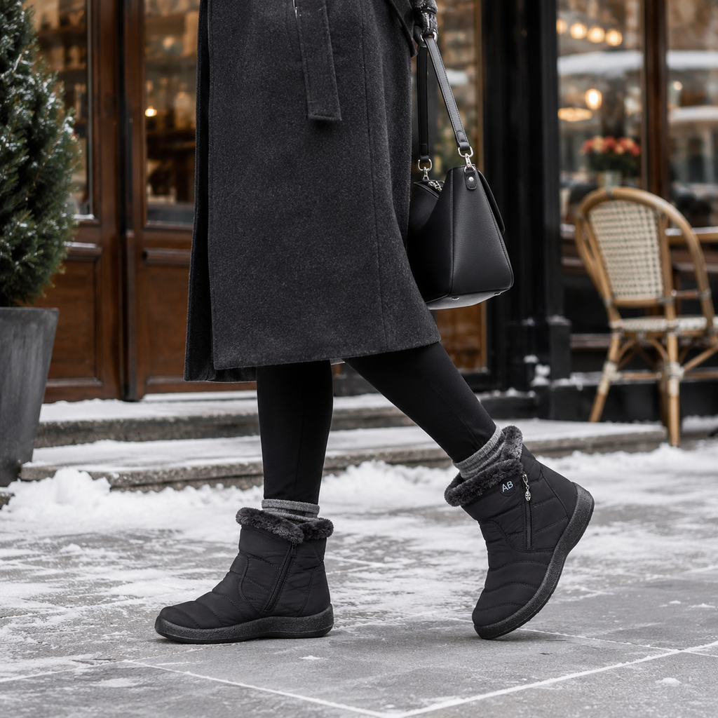 Botines impermeables con aislamiento para mujer — cremallera lateral, suela antideslizante