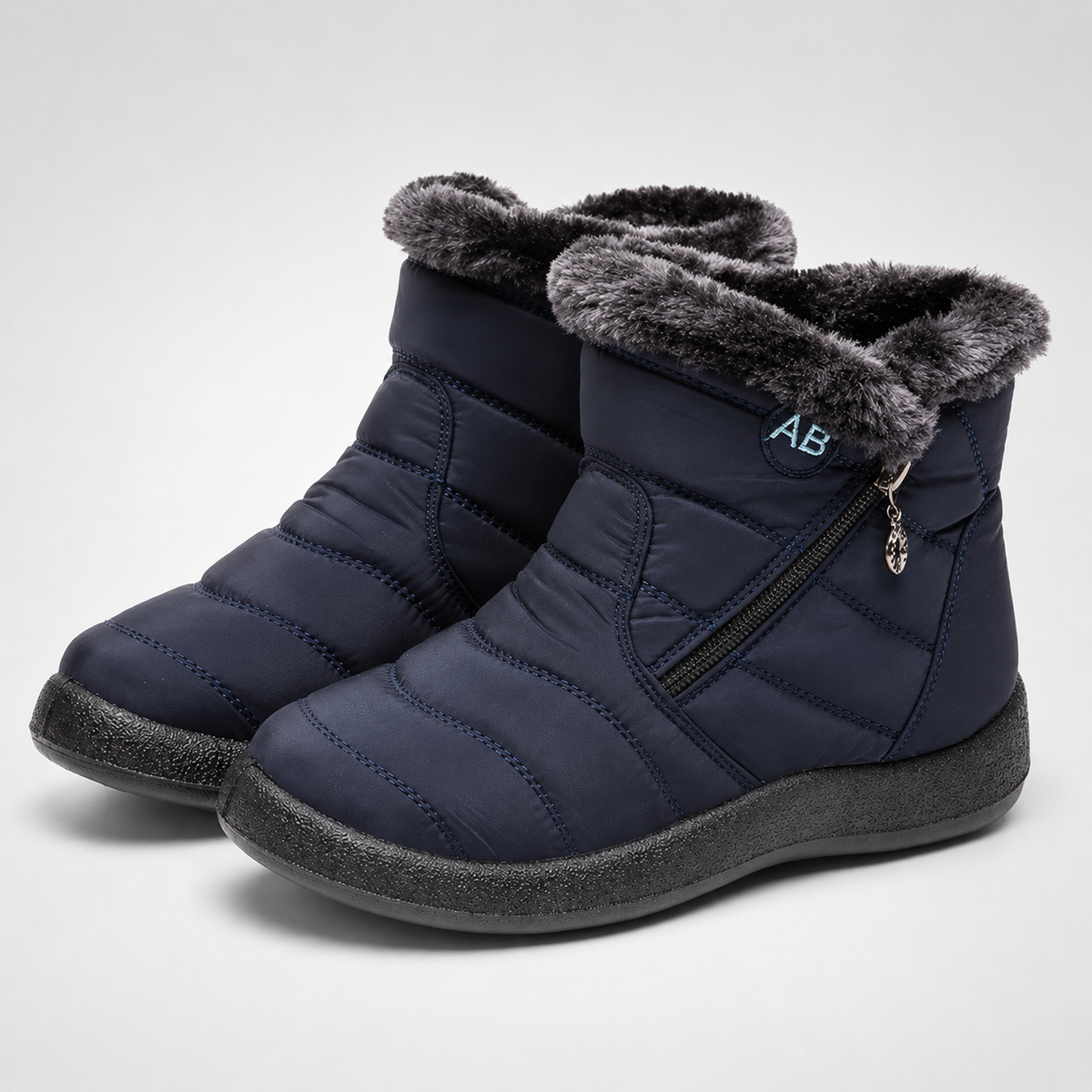 Botines impermeables con aislamiento para mujer — cremallera lateral, suela antideslizante