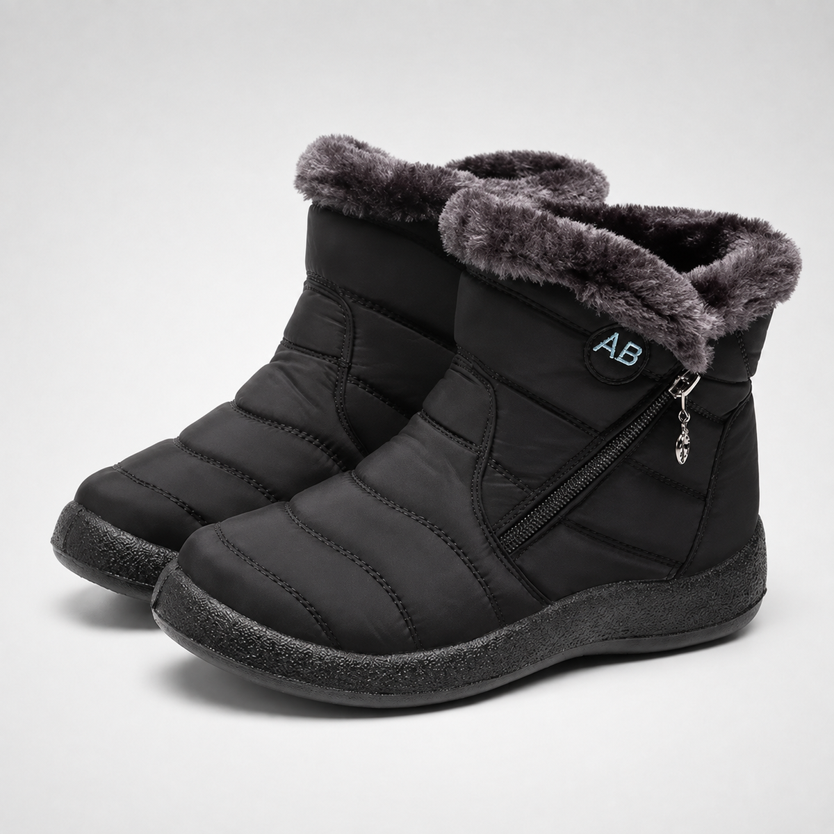 Botines impermeables con aislamiento para mujer — cremallera lateral, suela antideslizante