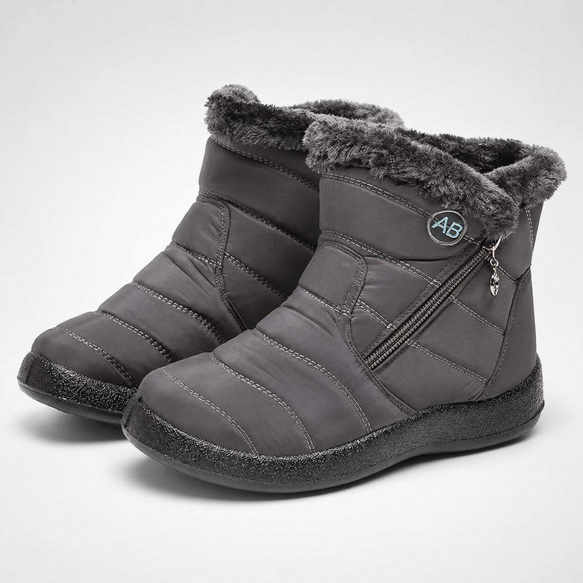 Botines impermeables con aislamiento para mujer — cremallera lateral, suela antideslizante