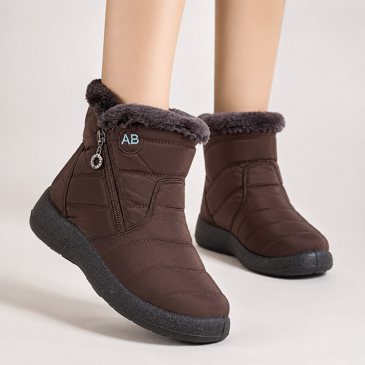 Botines impermeables con aislamiento para mujer — cremallera lateral, suela antideslizante