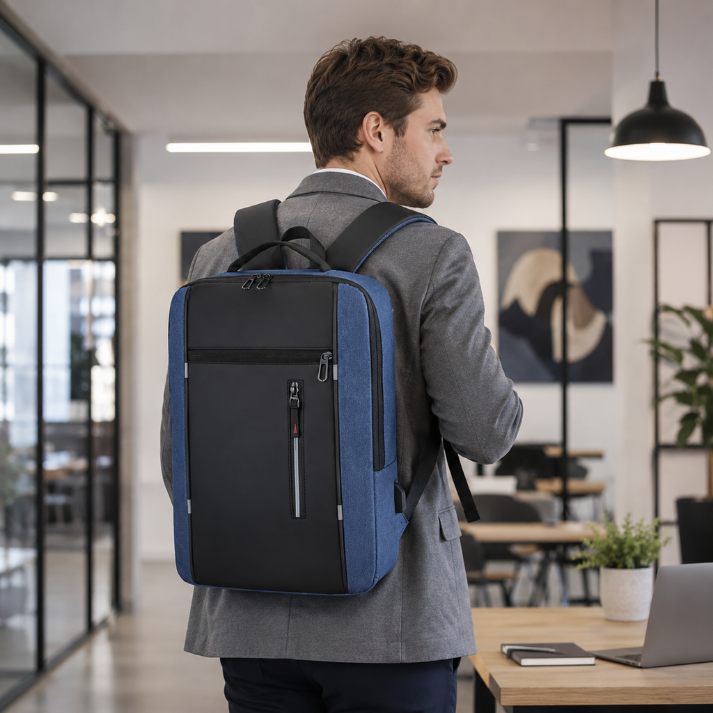 Mochila impermeable para portátil de 15.6 pulgadas — puerto USB de carga acolchado