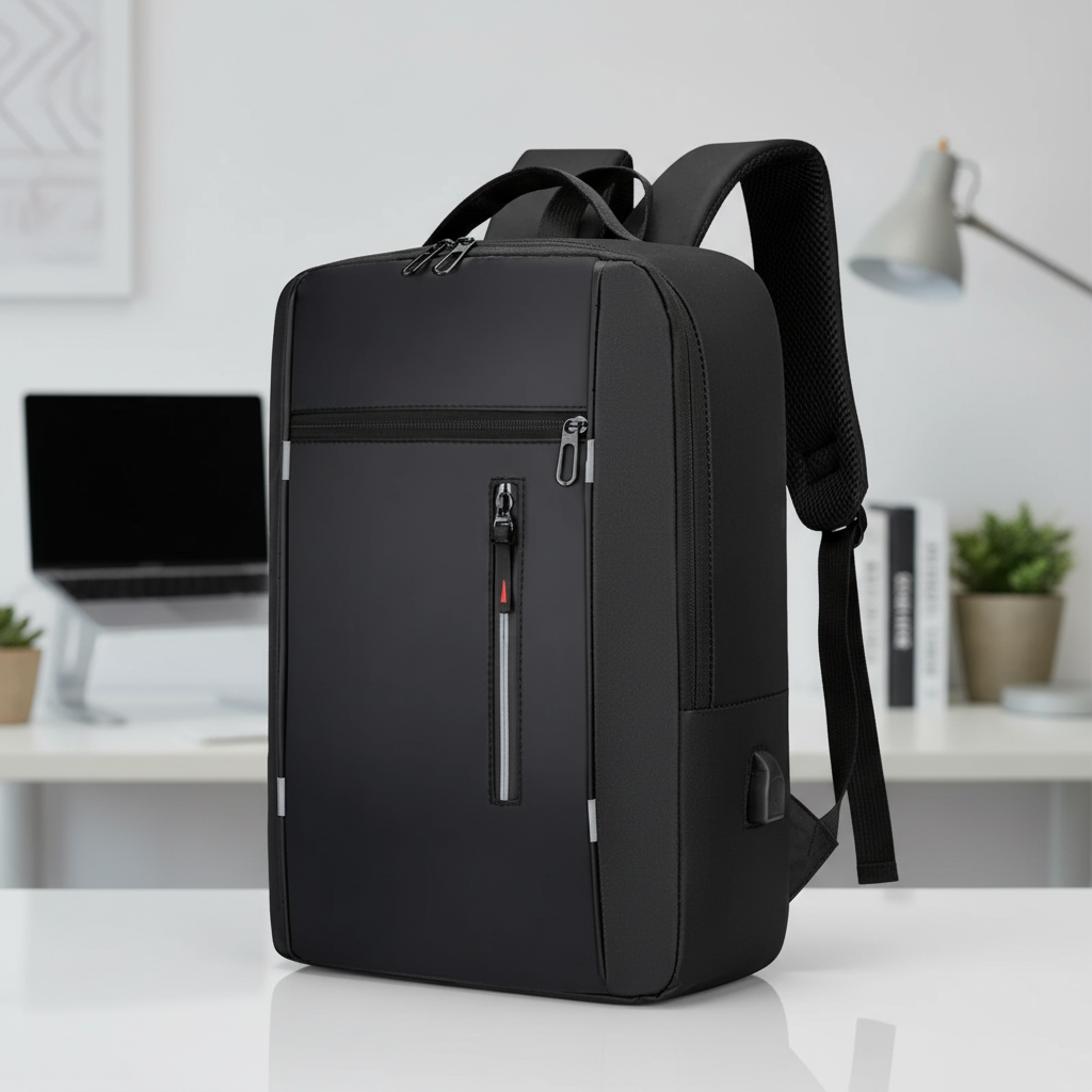 Mochila impermeable para portátil de 15.6 pulgadas — puerto USB de carga acolchado