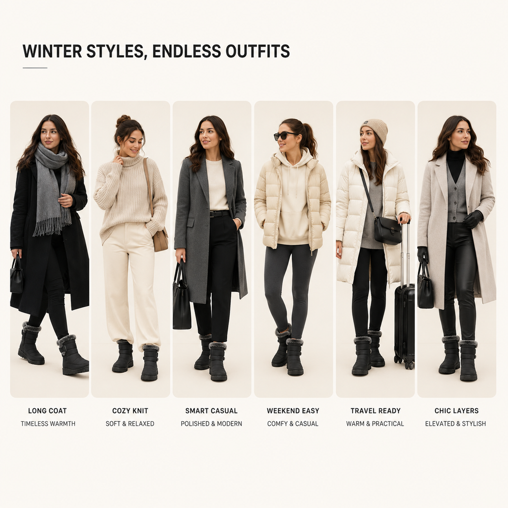 Botas de nieve impermeables para mujer — forro afelpado y suela antideslizante