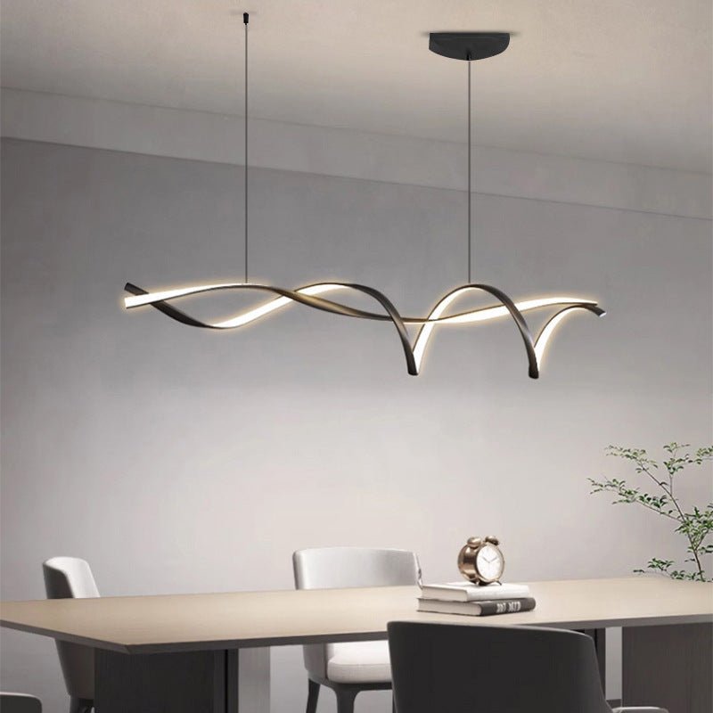 Hengende, lineær LED-lampe til kjøkkenøy, svart legering, justerbar kabel på 39-59 tommer, moderne, minimalistisk takarmatur