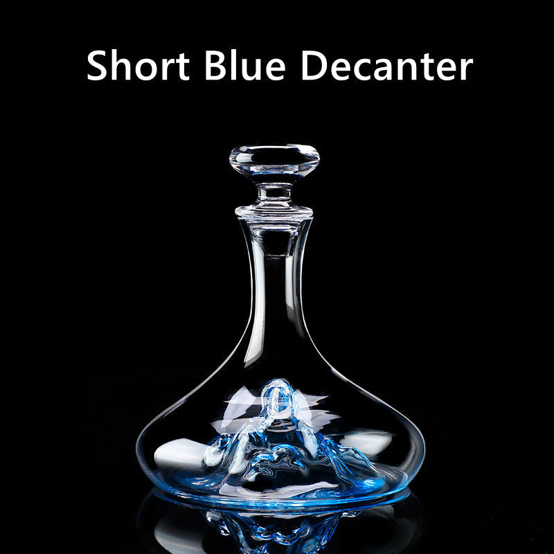 Set de pahare de vin și decantor, pictate manual, albastru cobalt, pentru vin roșu