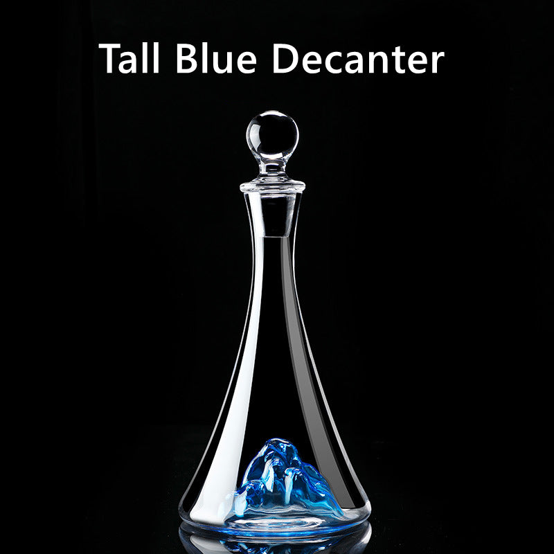 Set de pahare de vin și decantor, pictate manual, albastru cobalt, pentru vin roșu