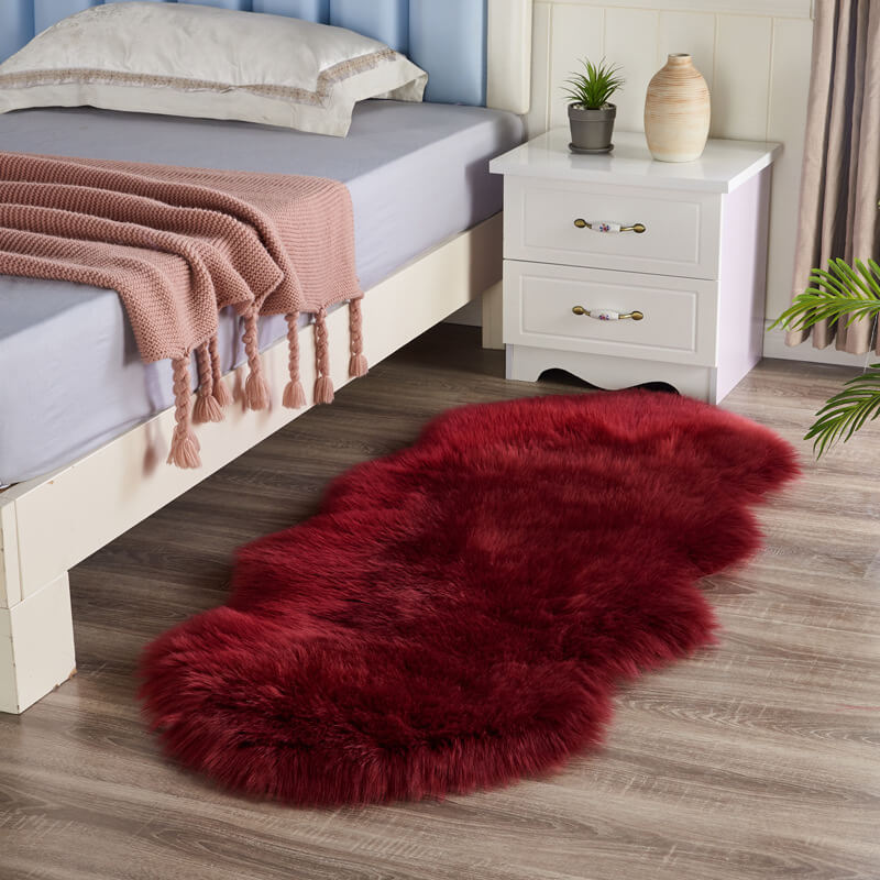 Plush Beige Faux Fur Runner 24 × 47 Inches — Sheepskin Style, Anti-Slip