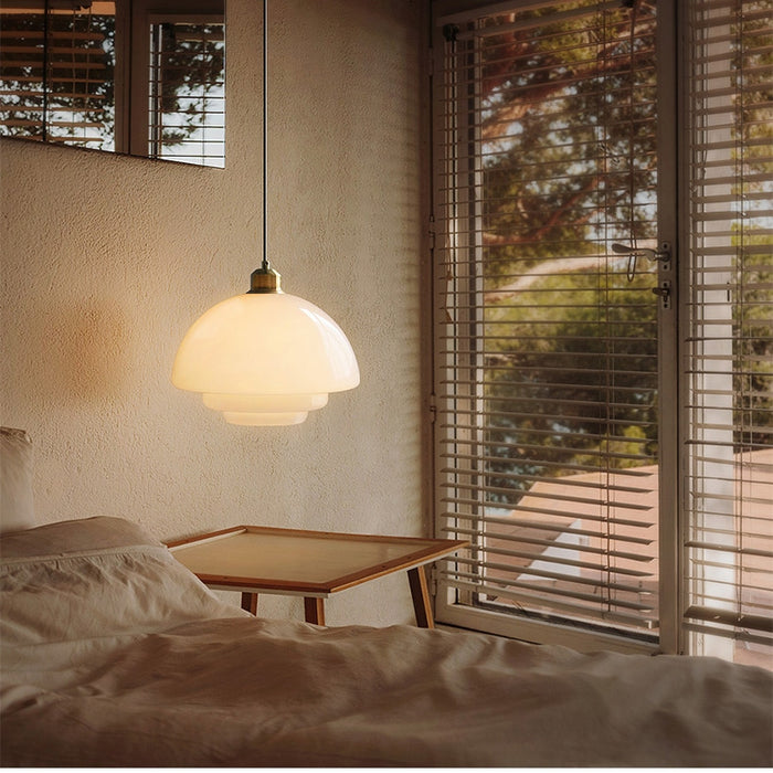 Mid Century White Glass Pendant Light For Modern Interiors