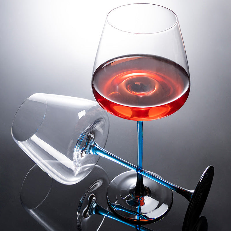 Set de pahare de vin și decantor, pictate manual, albastru cobalt, pentru vin roșu
