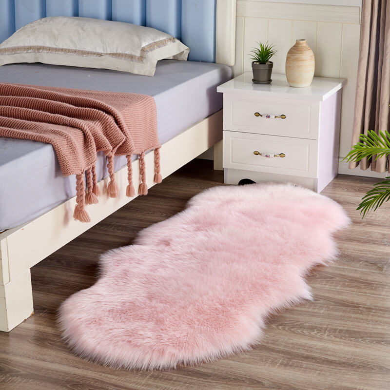 Plush Beige Faux Fur Runner 24 × 47 Inches — Sheepskin Style, Anti-Slip