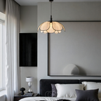 Blossom-Style Rattan Pendant Light With Black Accents