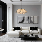 Blossom-Style Rattan Pendant Light With Black Accents