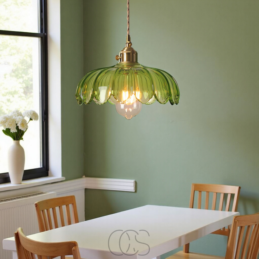 Vintage-Style Pendant Light With Glass Flower For Home Decor