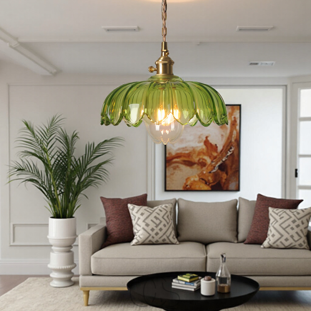 Vintage-Style Pendant Light With Glass Flower For Home Decor