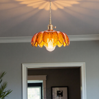 Vintage-Style Pendant Light With Glass Flower For Home Decor