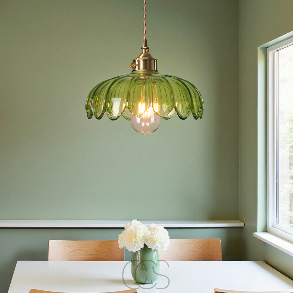 Vintage-Style Pendant Light With Glass Flower For Home Decor