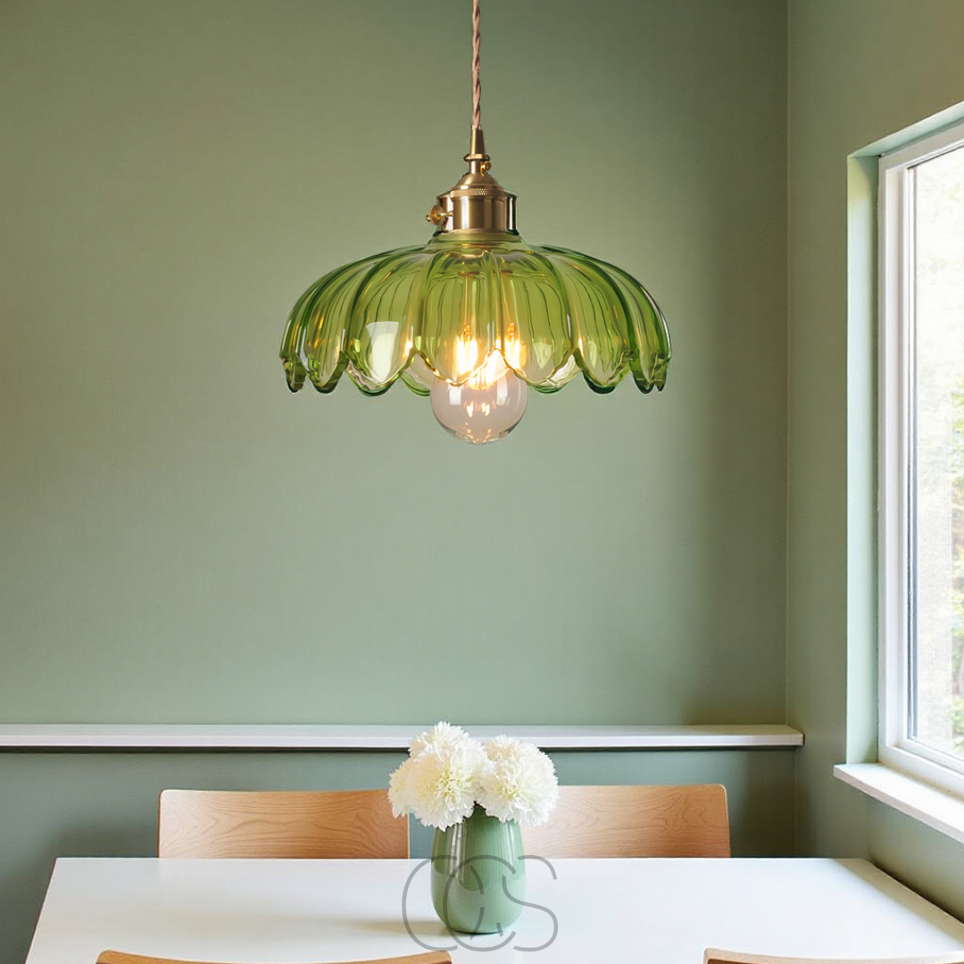 Vintage-Style Pendant Light With Glass Flower For Home Decor