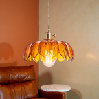 Vintage-Style Pendant Light With Glass Flower For Home Decor