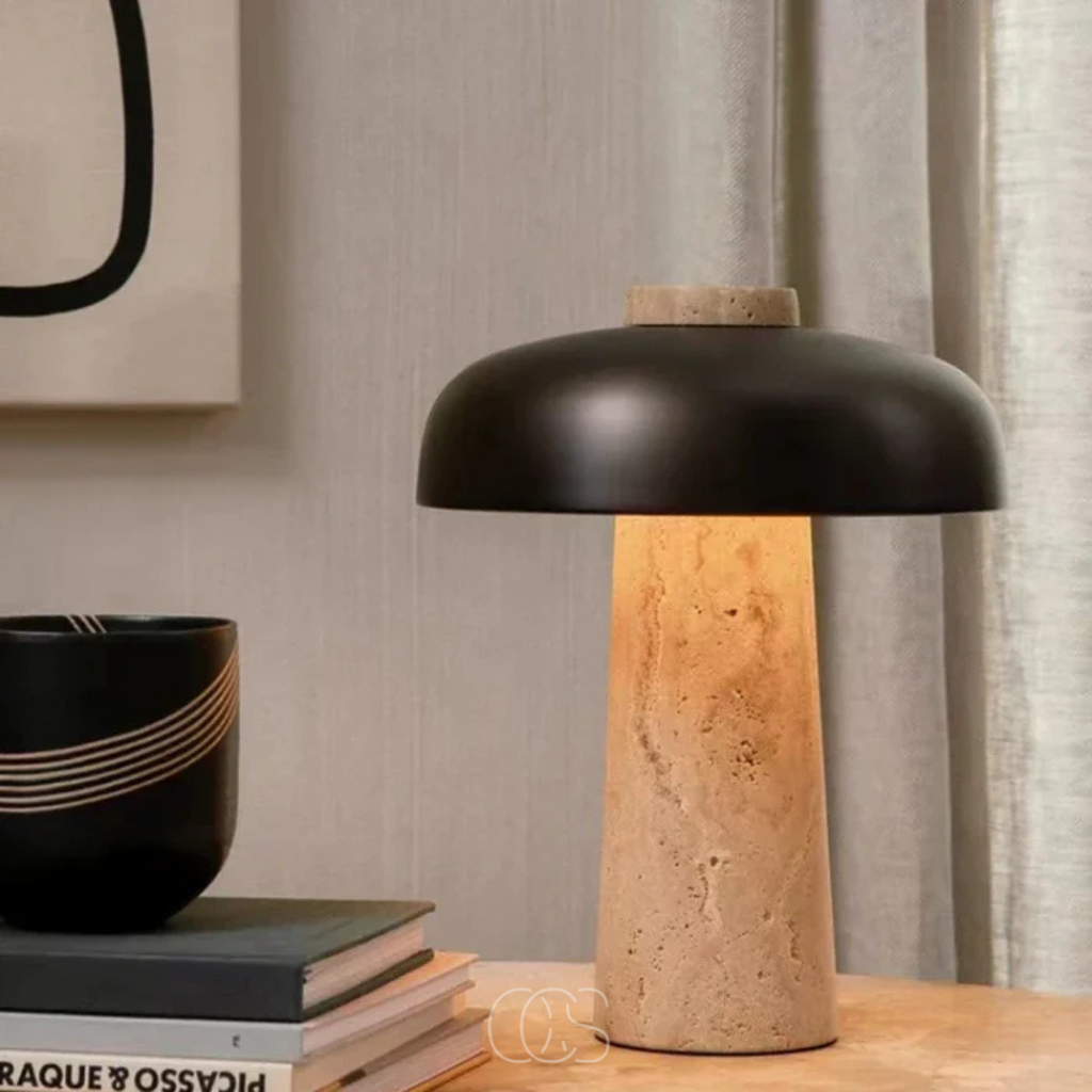 Table Lamp With Stone Finish For Modern Home Decor And Ambience