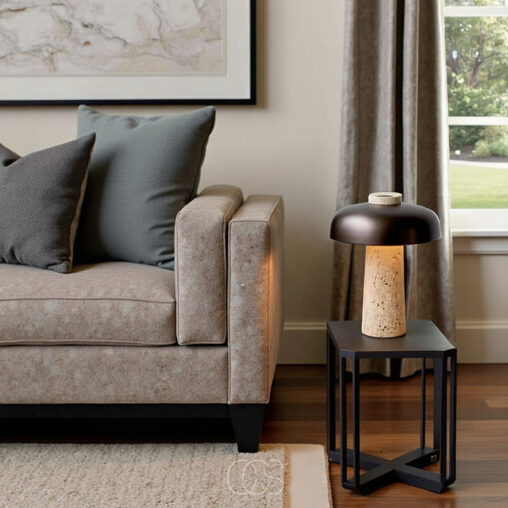 Table Lamp With Stone Finish For Modern Home Decor And Ambience
