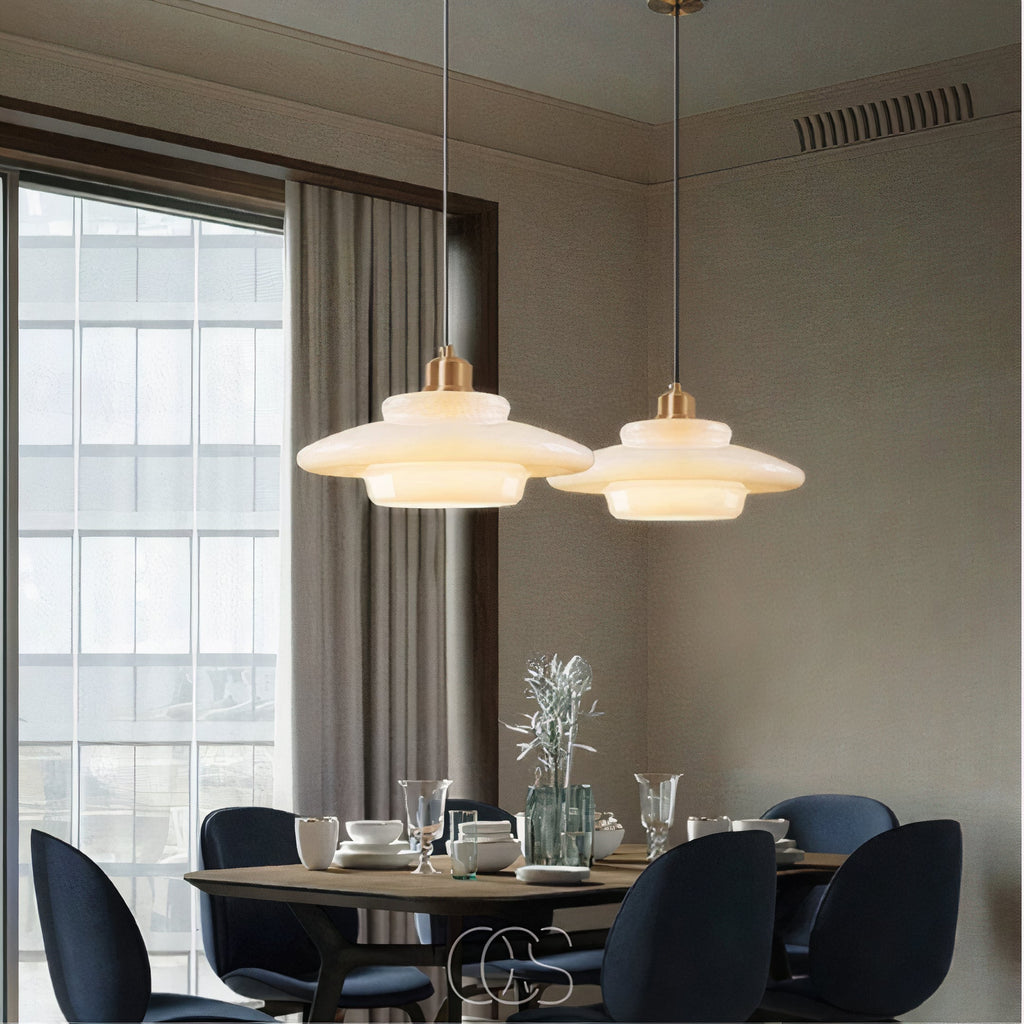 Elegant Perle Brass And Glass Pendant Light For Living Rooms