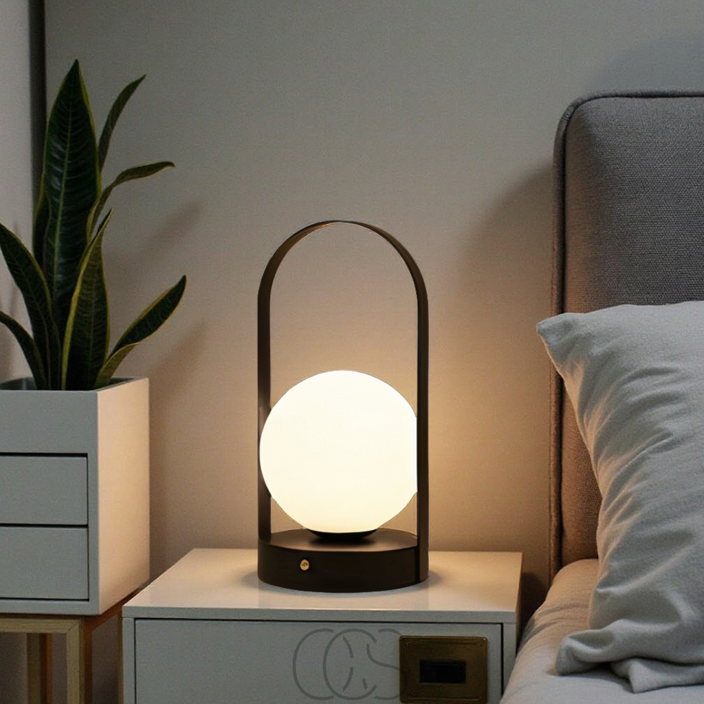 Table Lamp Spherical With Wireless LED Illumination For Night Use