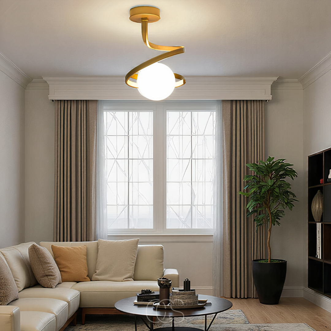 Luxurious Spiral Ceiling Lamp With Ball Glass Globe