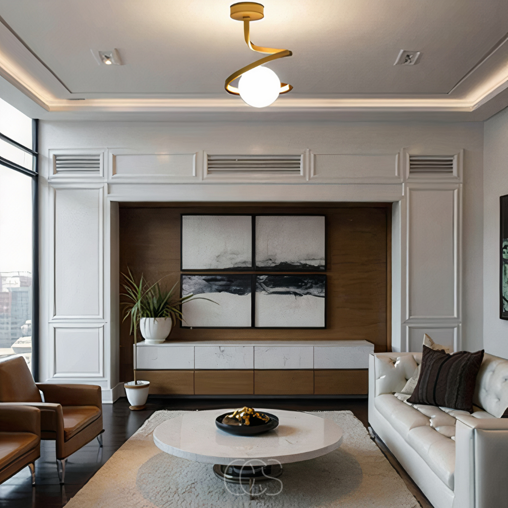 Luxurious Spiral Ceiling Lamp With Ball Glass Globe