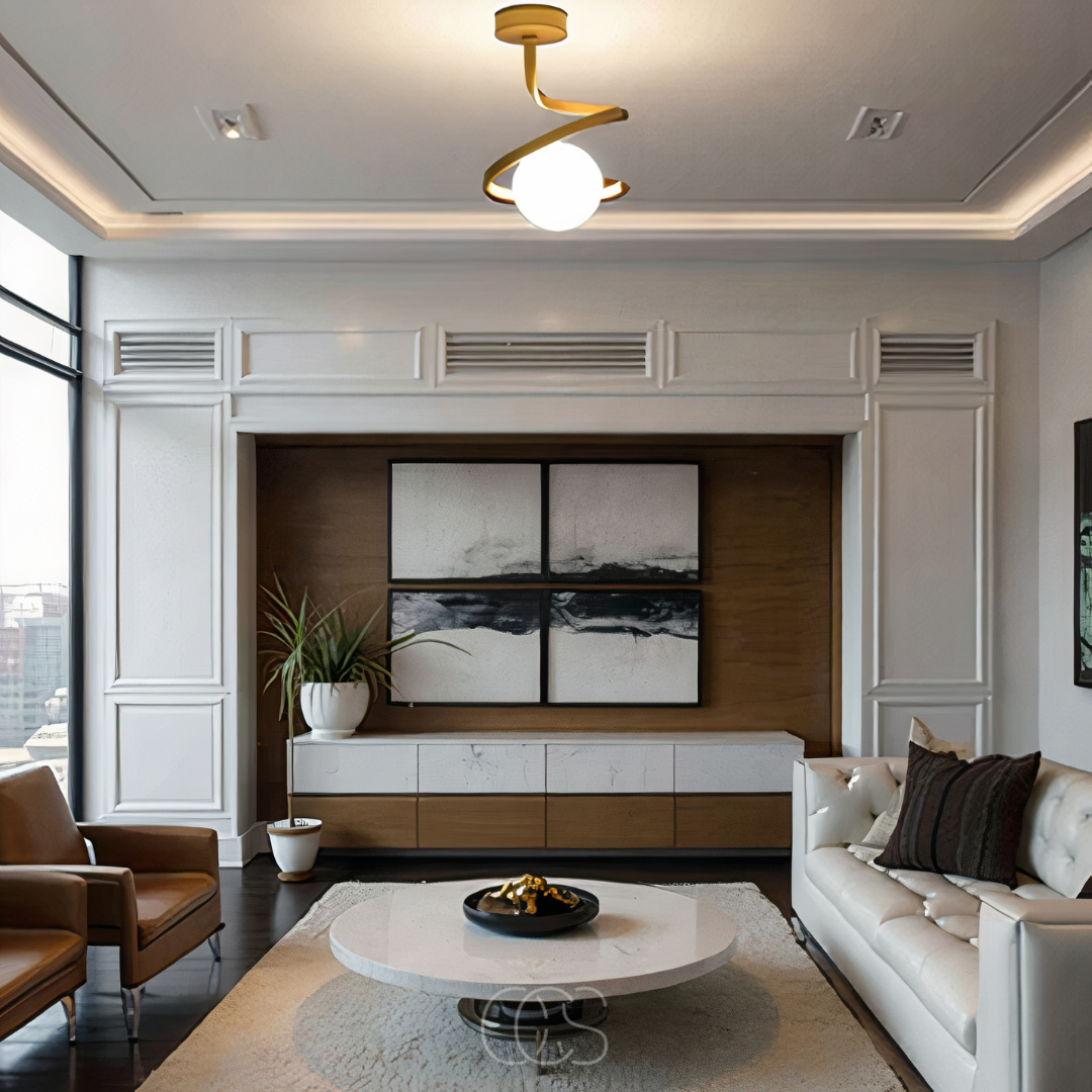 Luxurious Spiral Ceiling Lamp With Ball Glass Globe
