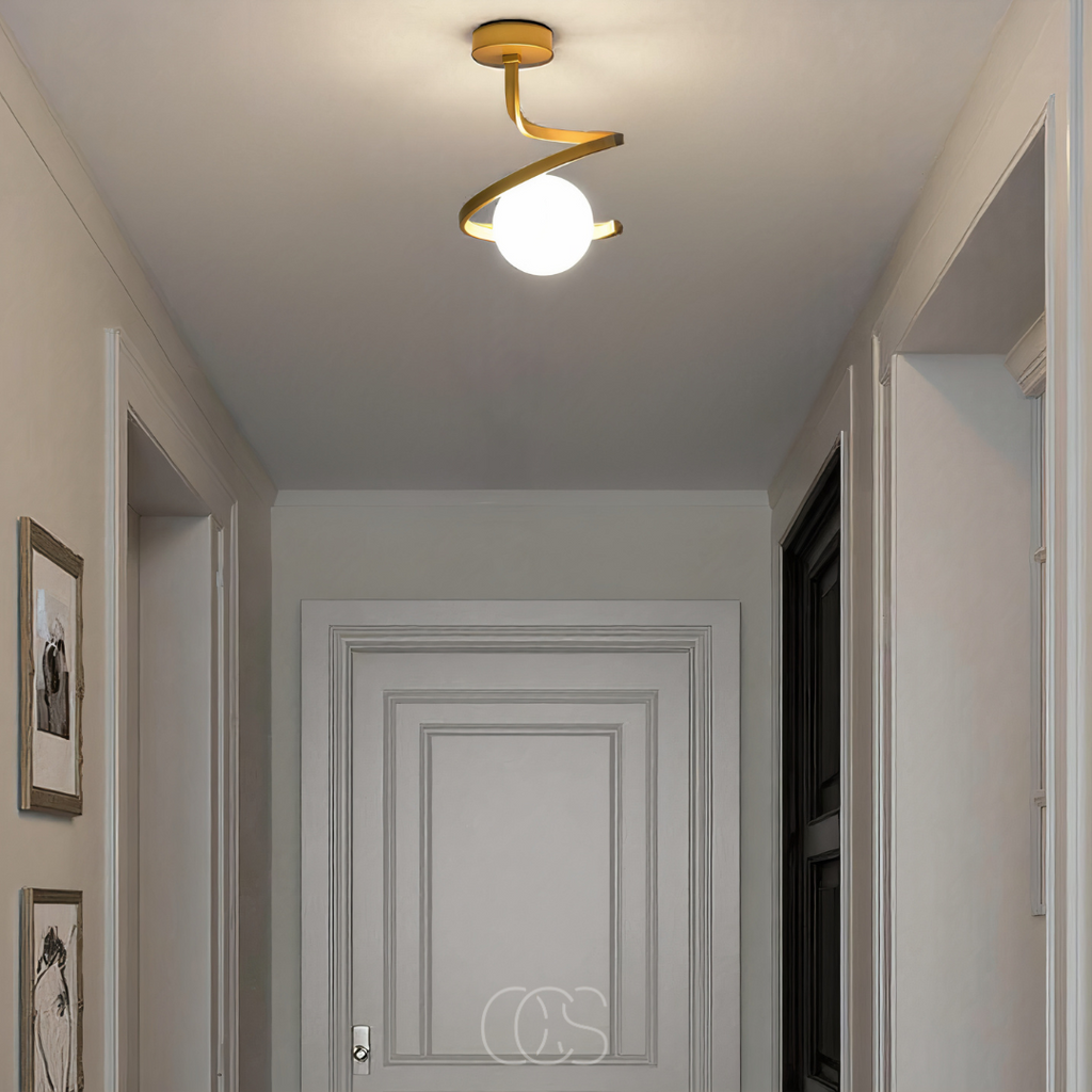 Luxurious Spiral Ceiling Lamp With Ball Glass Globe