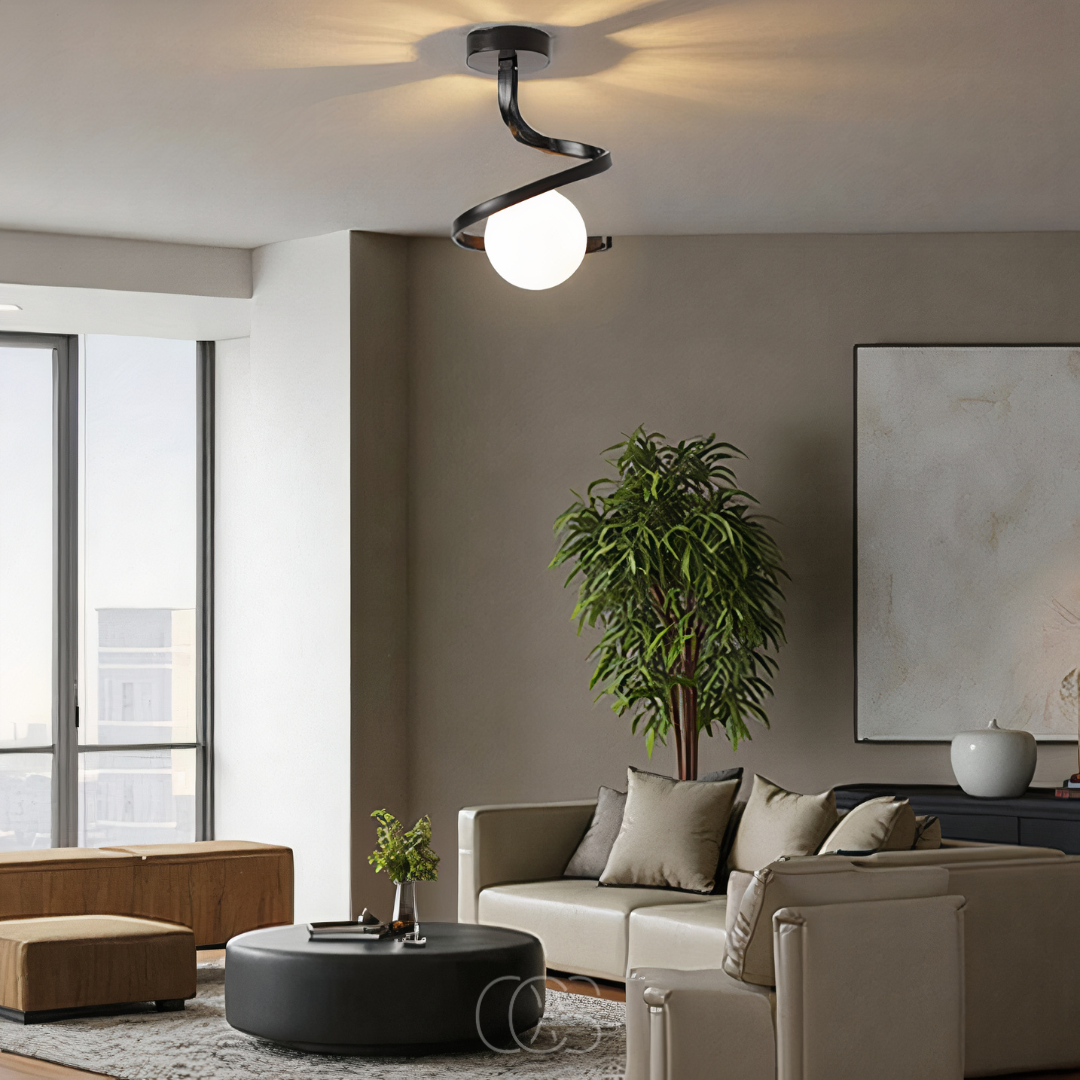 Luxurious Spiral Ceiling Lamp With Ball Glass Globe