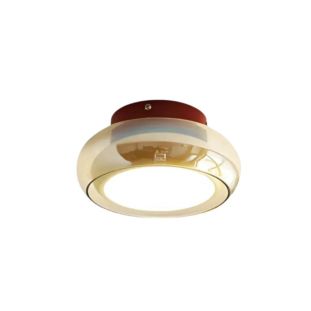 12-Inch 24W LED 吸顶灯，琥珀色玻璃，暖白光