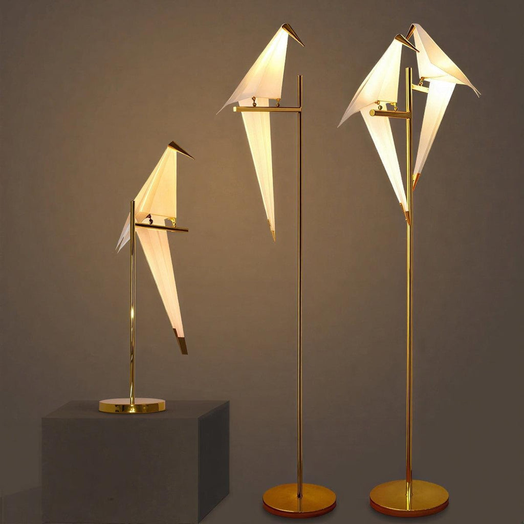 Origami-magnetisk fugleskulptur — bord- og gulvlampe med dobbeltfunktion