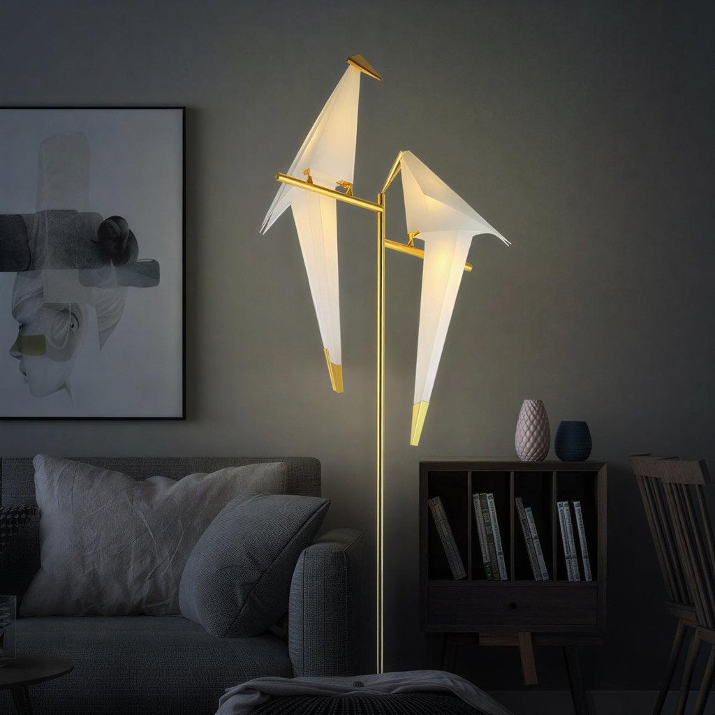 Origami-magnetisk fugleskulptur — bord- og gulvlampe med dobbeltfunktion