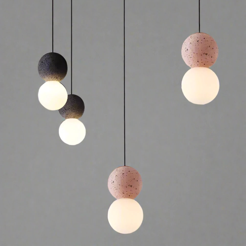 Vellon Geometric Pendant Light In Volcanic Stone Opal