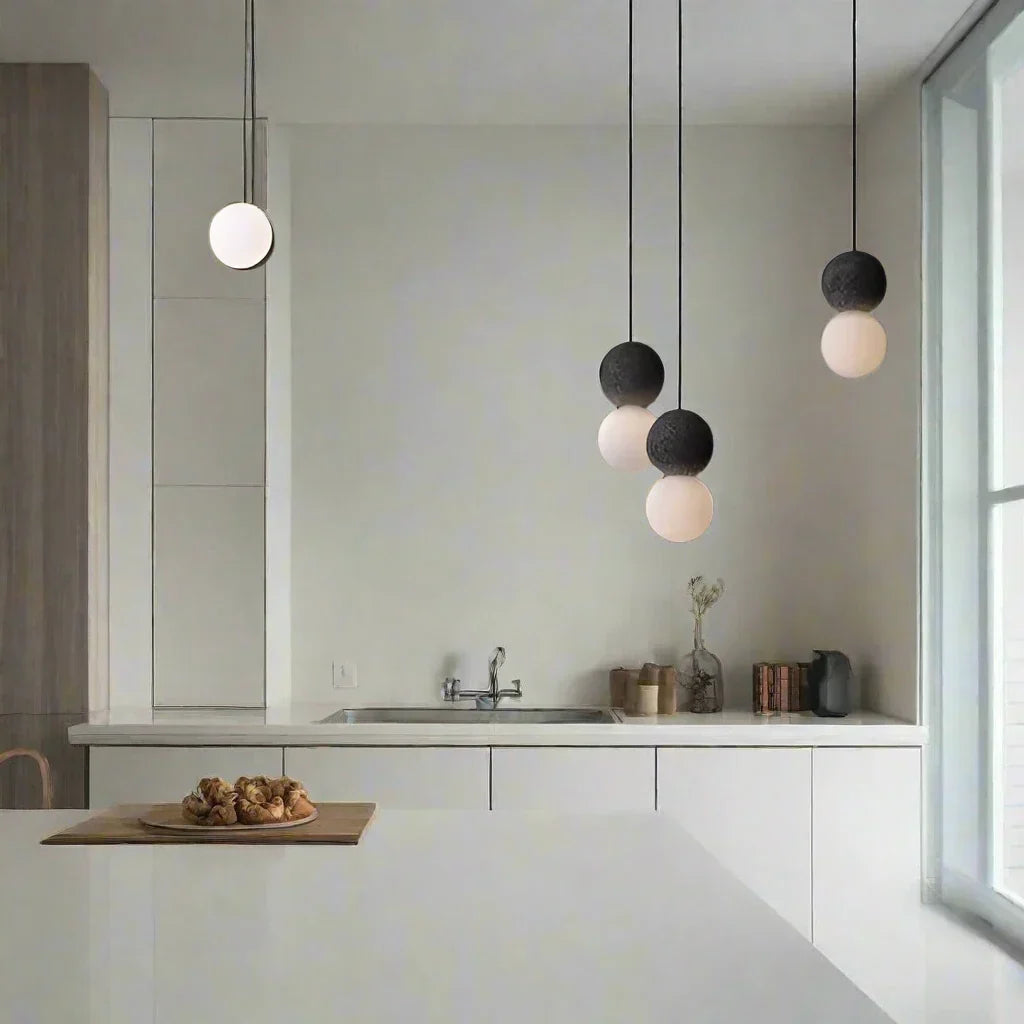Vellon Geometric Pendant Light In Volcanic Stone Opal
