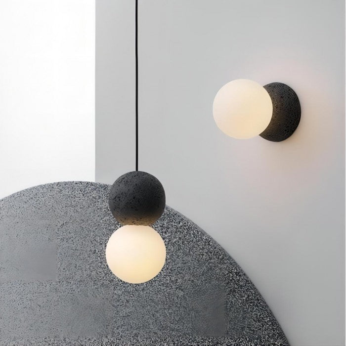 Orillo Pendant Light Geometric Zement Volcanic Stone Opal