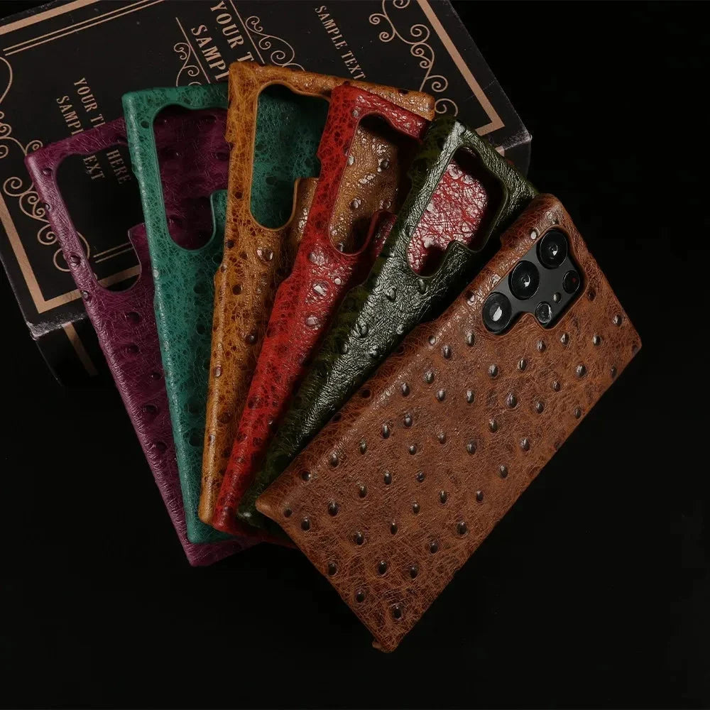 Texturované kožené pouzdro Samsung — nárazuvzdorné, zvýšené okraje, S22-S26/Note 20