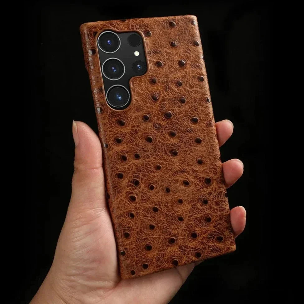 Texturované kožené pouzdro Samsung — nárazuvzdorné, zvýšené okraje, S22-S26/Note 20