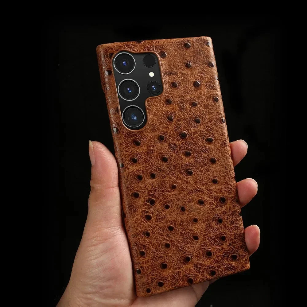 Texturované kožené pouzdro Samsung — nárazuvzdorné, zvýšené okraje, S22-S26/Note 20