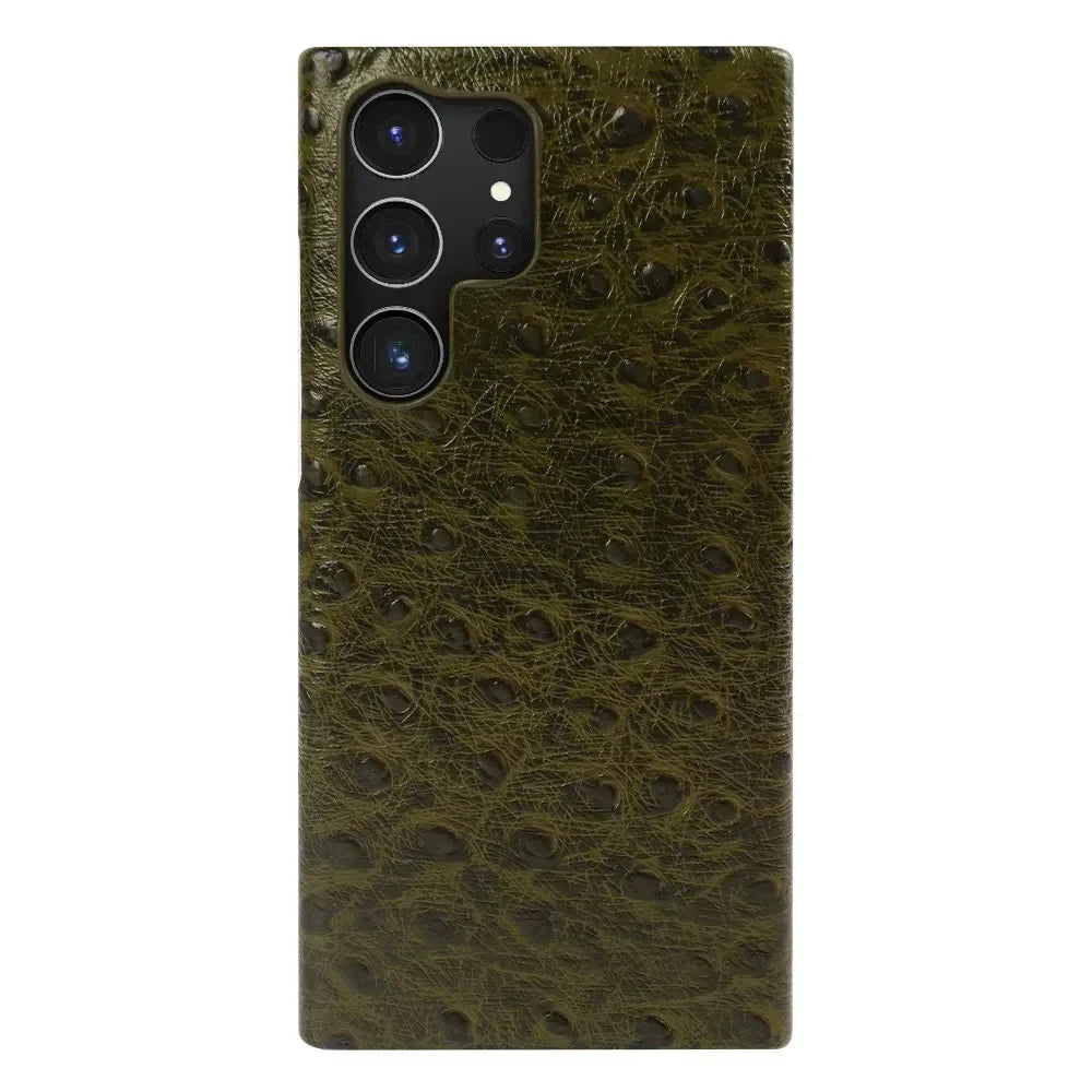 Texturované kožené pouzdro Samsung — nárazuvzdorné, zvýšené okraje, S22-S26/Note 20