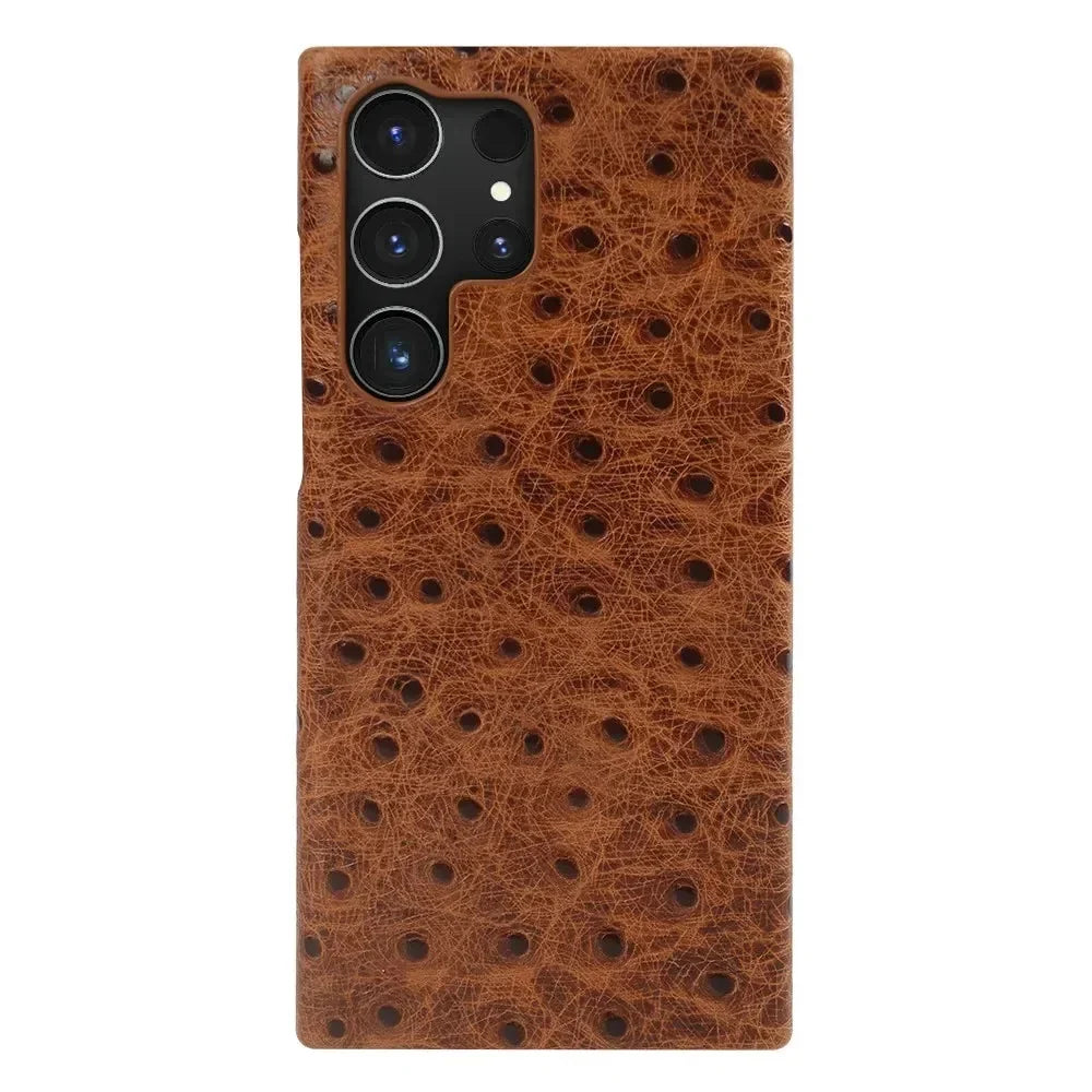 Texturované kožené pouzdro Samsung — nárazuvzdorné, zvýšené okraje, S22-S26/Note 20