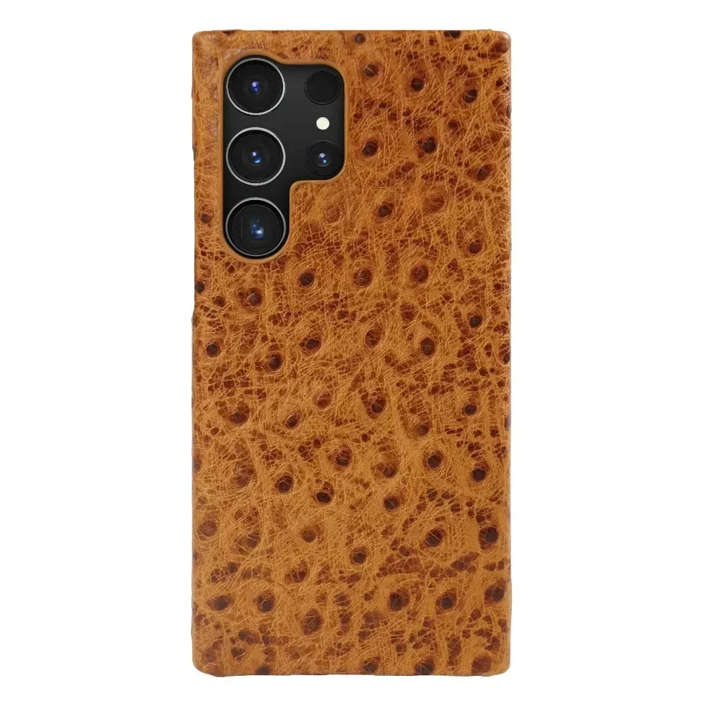 Texturované kožené pouzdro Samsung — nárazuvzdorné, zvýšené okraje, S22-S26/Note 20