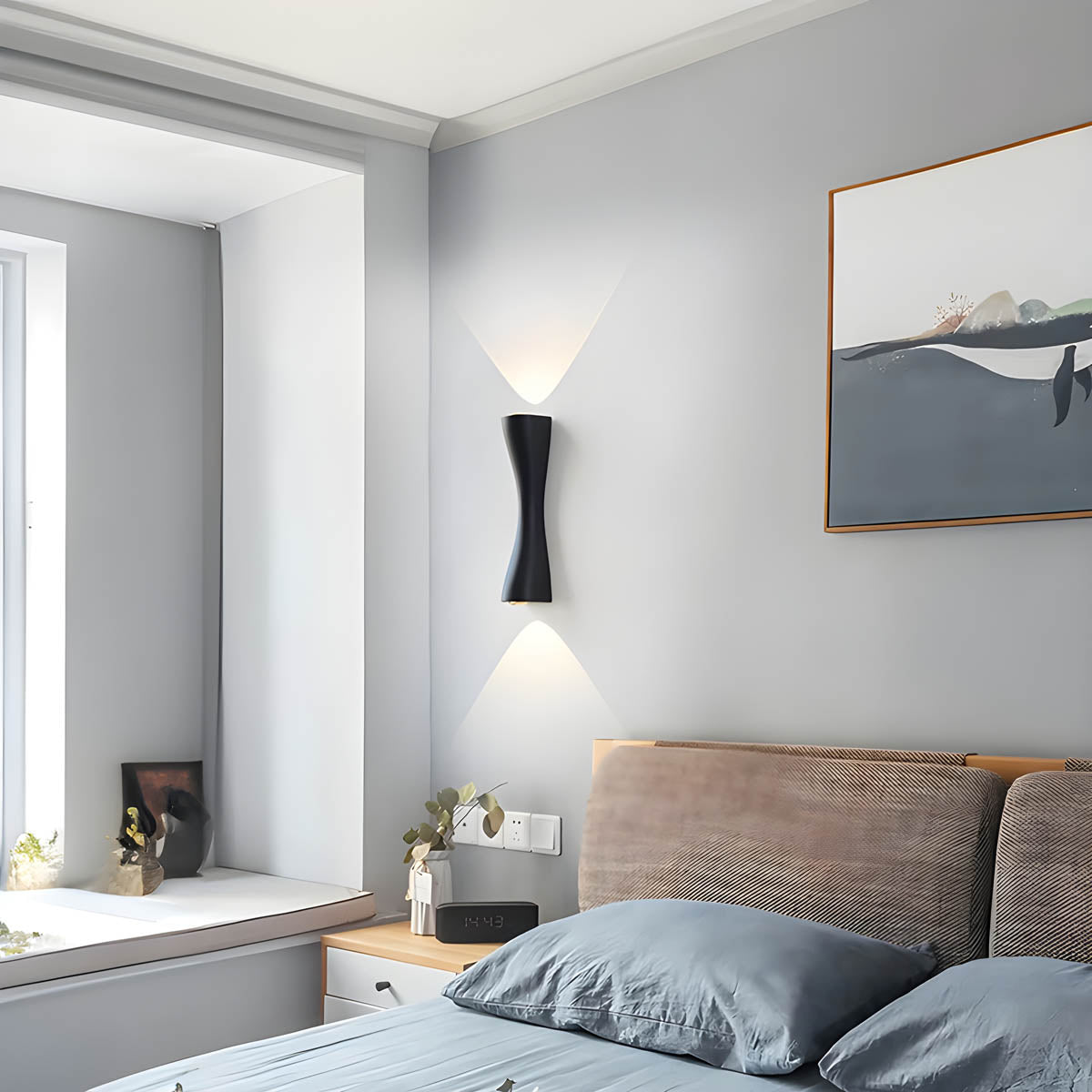 Auf- und Abwärts Wandleuchte Wandmontierte COB LED Aluminium Glas Leuchte | Euroselle