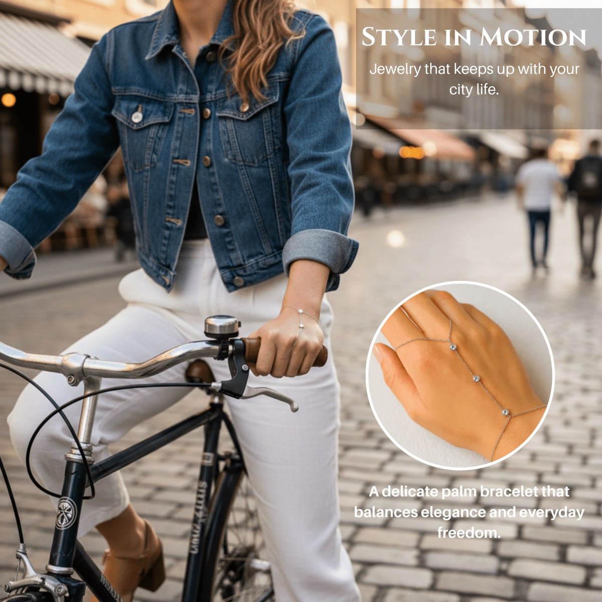 AstraNova justerbart ringarmbånd – krystalldetalj